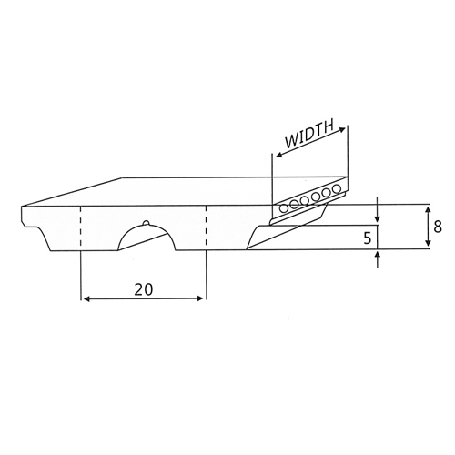 Desenho da correia dentada AT20