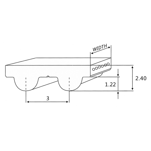 Desenho da correia dentada HTD3M