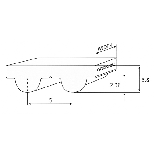 Desenho da correia dentada HTD5M