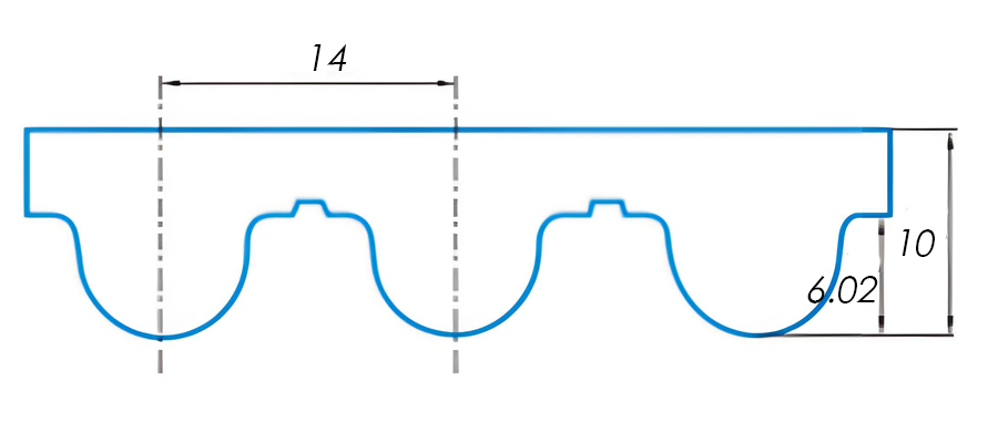 HTD14M Timing Belt Tooth Profile