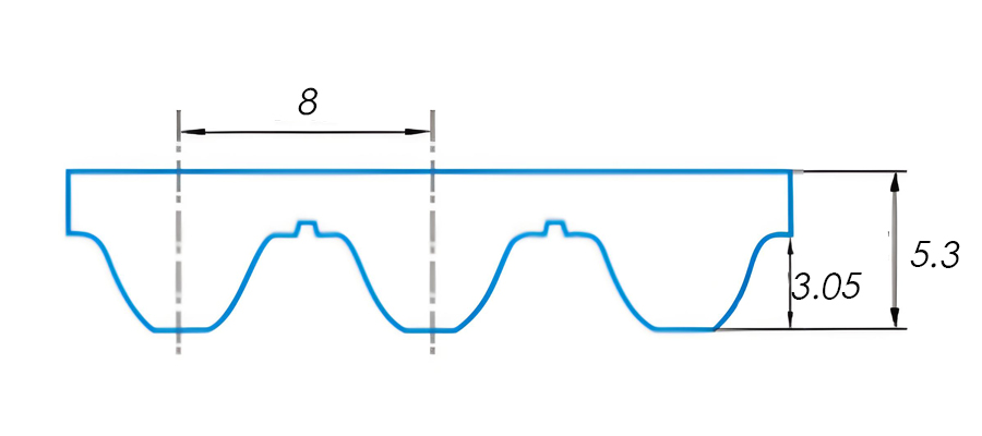 S8M Timing Belt Tooth Profile