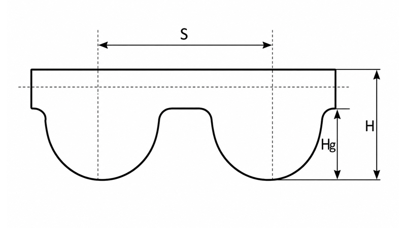 Arc Toothed Timing Belt Dimension Drawing